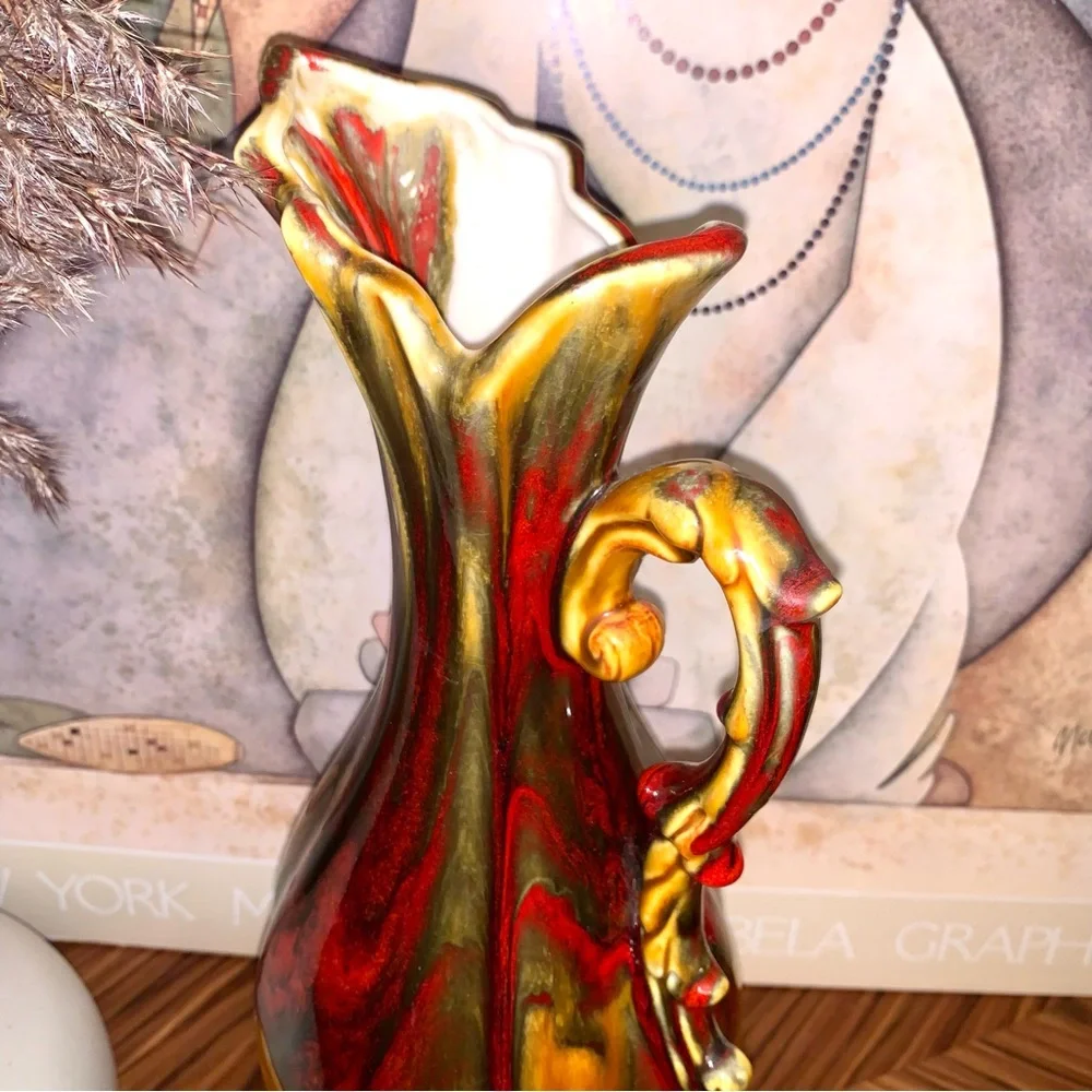 v i n t a g e :: Tall Midcentury Modern MCM Drip Vase Pottery Pitcher - Picture 3 of 15